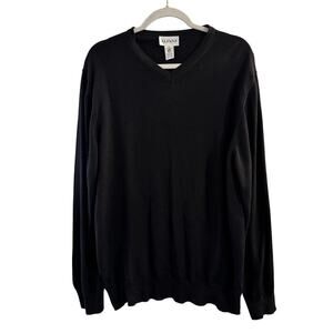 NWT Alfani Made in Italy Extra Fine Merino Wool V-Neck Men’s Sweater Black Sz XL